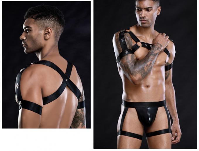 Ropa de noche atractiva del juego del papel de la correa de arnés del sexo del sistema de la ropa interior del mono del chaleco del ′ s de los hombres