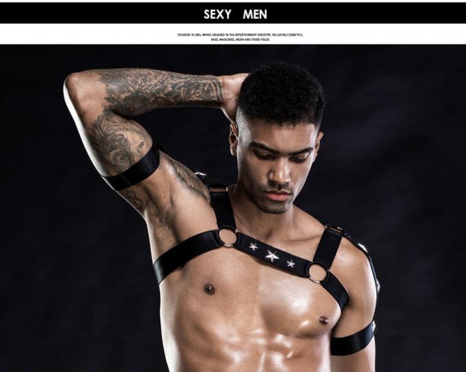 Ropa de noche atractiva del juego del papel de la correa de arnés del sexo del sistema de la ropa interior del mono del chaleco del ′ s de los hombres