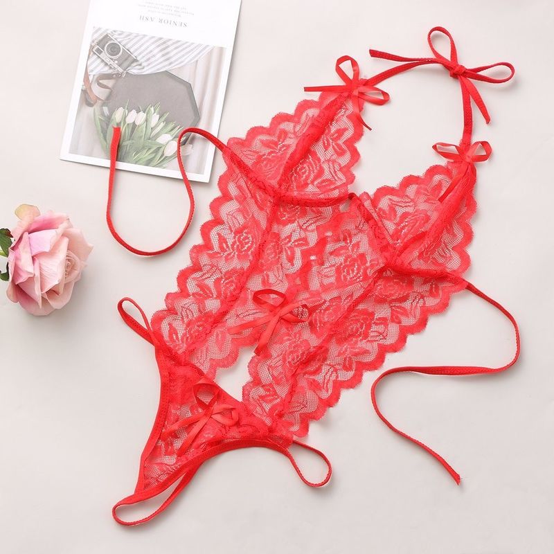 De tres puntos hecha punto atan ropa de noche sin mangas hecha punto floral de la lencería sexy