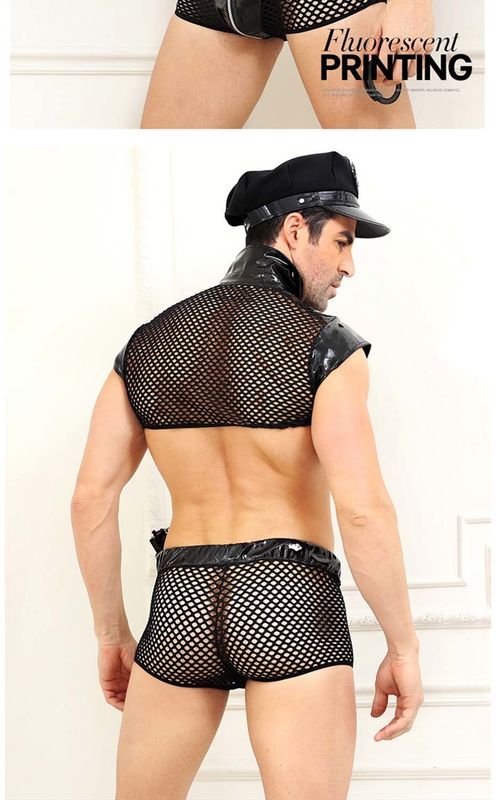Nilón atractivo de Lingerie Uniform Nightclub del oficial de policía del hombre de la camisa sin mangas