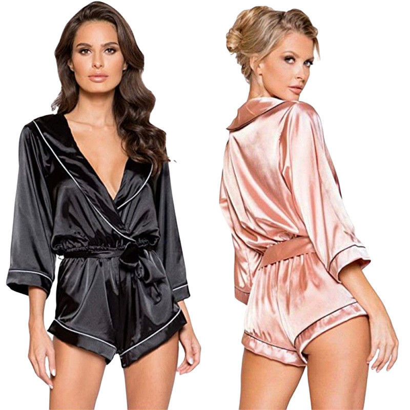 La ropa interior con cuello de pico profunda de XS los 66cm ata los camisones de seda del tamaño extra grande de las mujeres