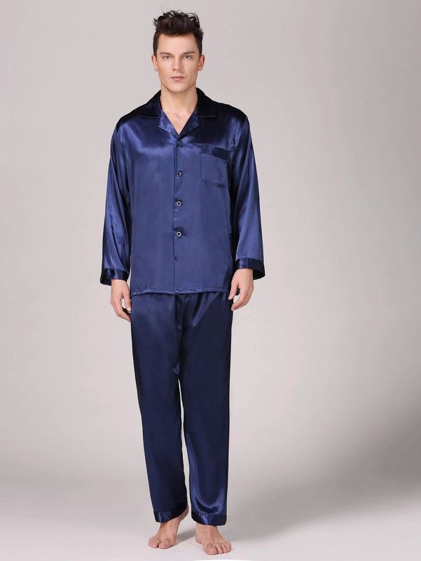 Salón para hombre de los pijamas de los pijamas del invierno caliente de seda para hombre de la ropa de noche de Setnotch