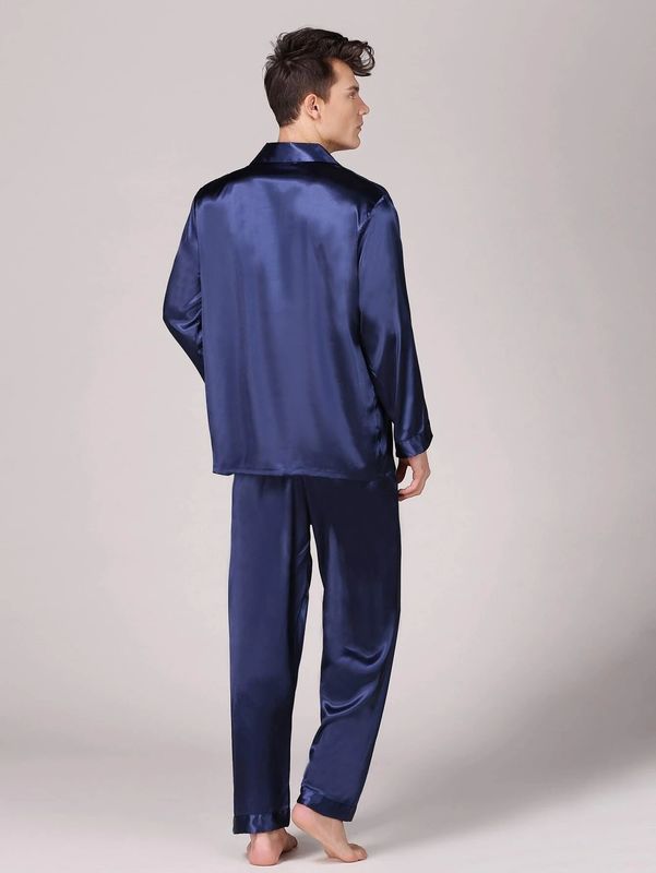 Salón para hombre de los pijamas de los pijamas del invierno caliente de seda para hombre de la ropa de noche de Setnotch