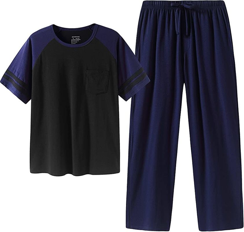 2XL L sistema hecho punto de dos piezas del traje de la noche de los pijamas calientes para hombre de la ropa de noche
