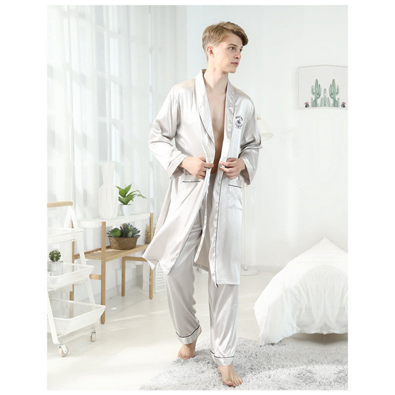 El verano para hombre Pj del camisón fija los pijamas para hombre del verano del algodón del satén de seda