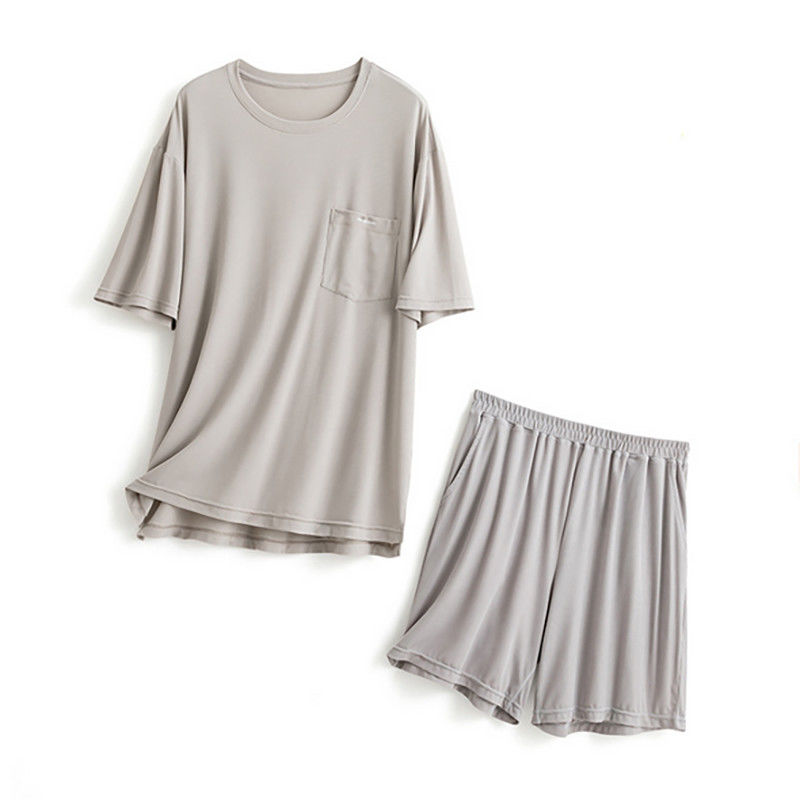 La ropa de noche para hombre de seda de XXL hizo punto el verano azul de Loungewear del traje de la noche del pecho del 114cm