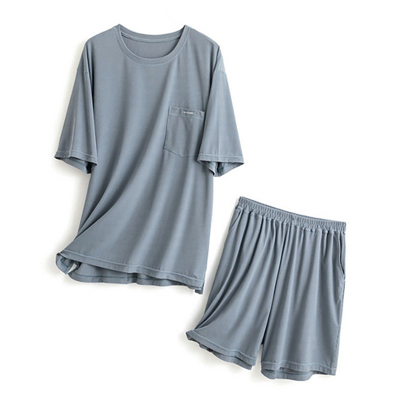 La ropa de noche para hombre de seda de XXL hizo punto el verano azul de Loungewear del traje de la noche del pecho del 114cm