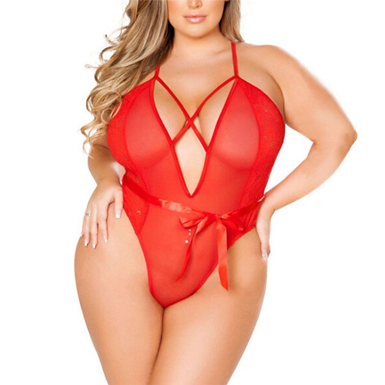 La una pieza erótica V del tamaño extra grande de la ropa interior del mono muy escotado por detrás profundo de las mujeres fijó la ropa interior atractiva del tamaño extra grande de las mujeres
